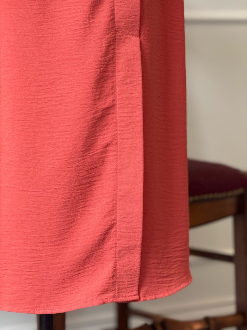 NYC Coral Maxi Wrap Skirt with Belted Ring - Picture 4 of 10
